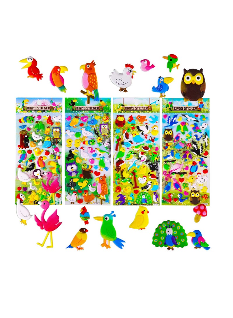 SYOSI Bird Stickers for Kids Self Adhesive Foam Tropical Bird Owl Stickers for Crafts Scrapbooking Laptop and Bird House Decorating Teacher Supplies Party Goodie Gifts Bags Decor 4 Pack - Image 1