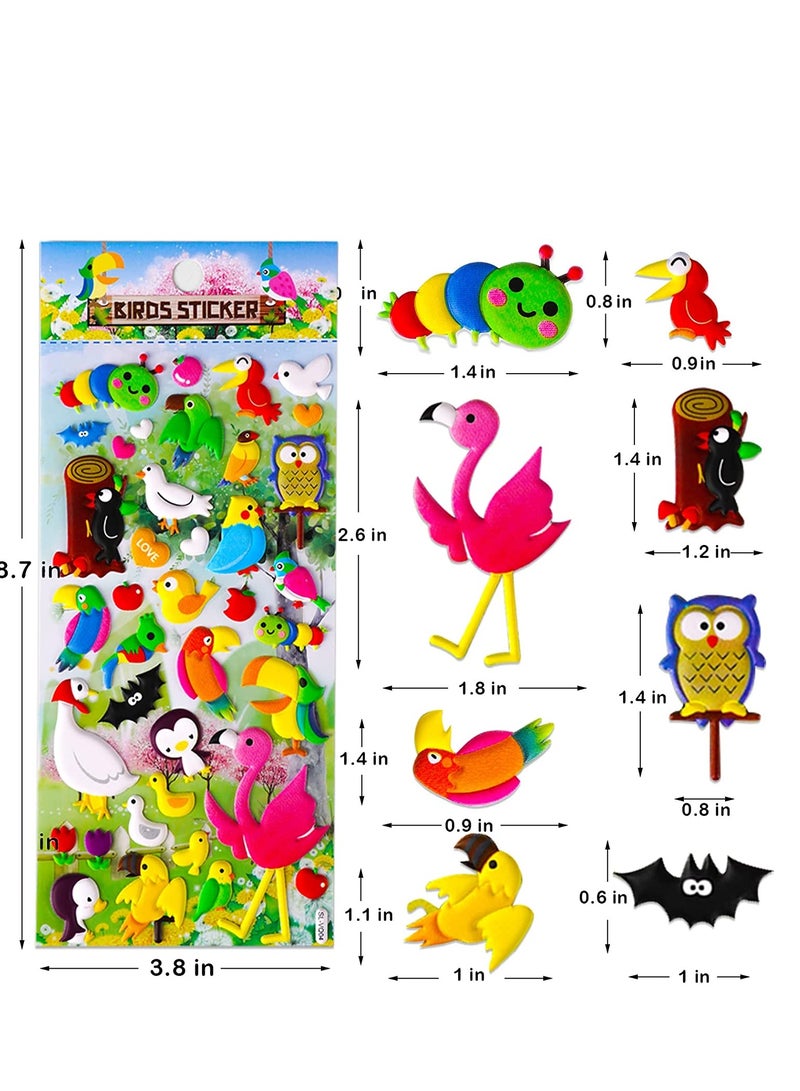 SYOSI Bird Stickers for Kids Self Adhesive Foam Tropical Bird Owl Stickers for Crafts Scrapbooking Laptop and Bird House Decorating Teacher Supplies Party Goodie Gifts Bags Decor 4 Pack - Image 2