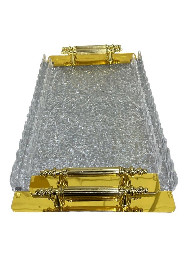 A set of luxury serving trays, 2 pieces, transparent and gold - Image 1