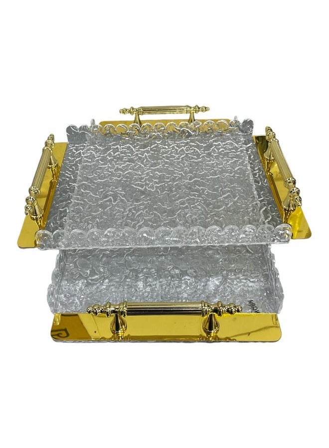 A set of luxury serving trays, 2 pieces, transparent and gold - Image 3