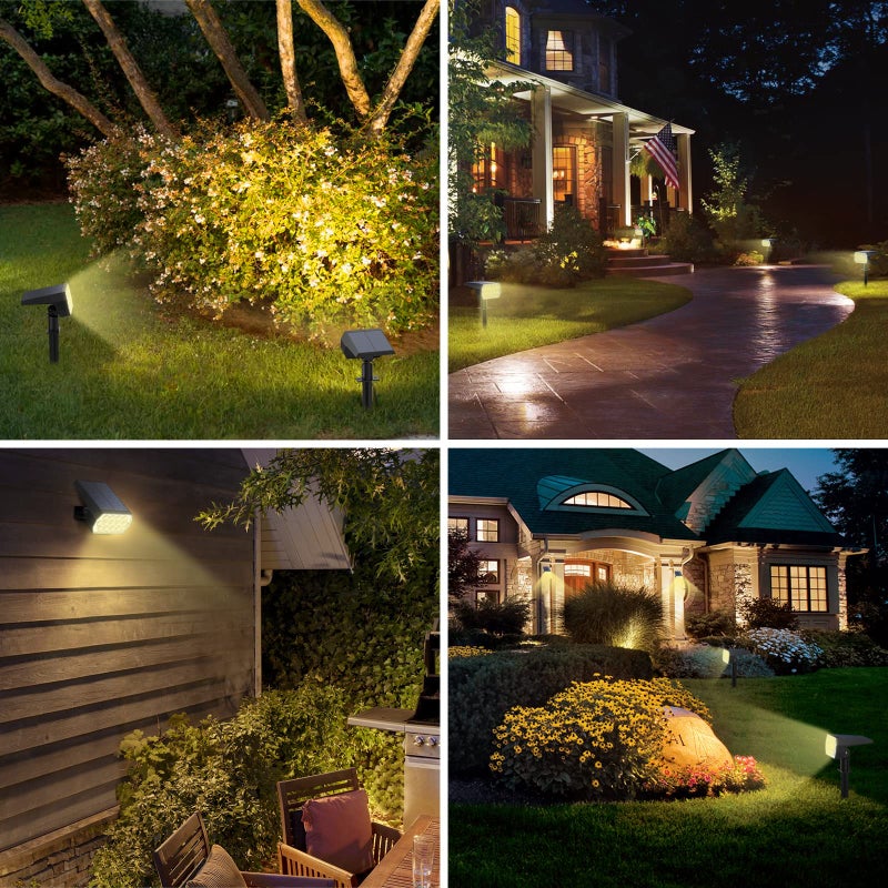 WELALO أضواء سبوت شمسية خارجية WELALO، [6 عبوة/52 LED/3 أوضاع] أضواء سبوت شمسية 2 في 1، أضواء أمان تعمل بالطاقة الشمسية، أضواء جدارية مقاومة للماء للممرات والحدائق وممرات السيارات (أبيض دافئ) - Image 2