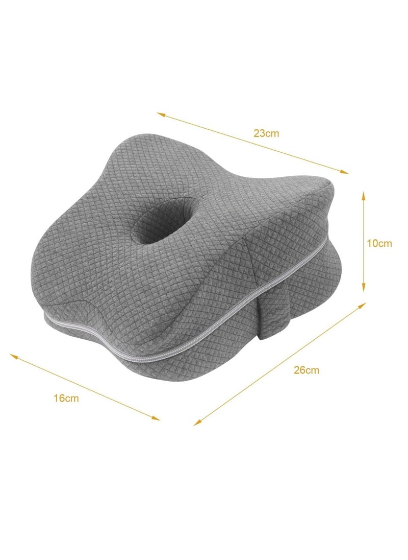 Oasisgalore Knee Pillow, Orthopedic Memory Foam Leg Pillow, Ergonomic Side Sleeping Pillows with Strap for Side Sleeper, Pregnancy Bed Leg Cushion for Back Pain (Color : Gentleman's Grey)  - Image 3