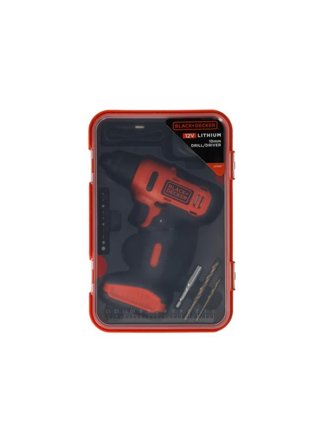 BLACK+DECKER Black + Decker Cordless Drill Driver with 13-Piece Bits Orange and Black LD12SP-B5  - Image 2