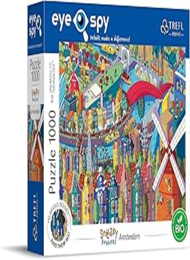 Trefl Trefl, EKO, Creative Entertainment Bottoms 1000 Elements, Surprising Details, Scenes, BIO, ECO, Fun for Adults and Kids Ages 12+, 10710, Spy Puzzle Imaginary Cities: Amsterdam, Country 