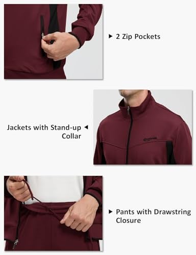 TBMPOY Men's Tracksuits Sweatsuits for Men Set Track Suits 2 Piece Casual Athletic Jogging Warm Up Full Zip Sweat Suits Wine Red/Black XL - Image 4