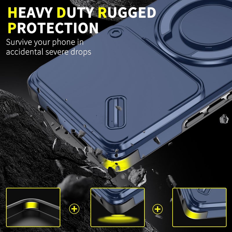 erorex For Infinix Note 40 Pro 4G / 5G Sliding Camshield Ring Holder Phone Case(Blue) - Image 2