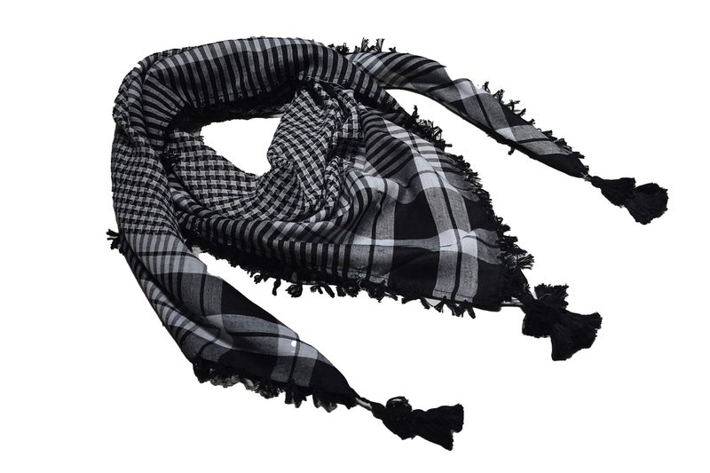 Dulhan SMALL CHECKS PATTERN UNISEX Cotton DESERT SCARF/BIG SHOULDER RUMAAL/Scarf for neck/MUSLIM SHOULDER RUMAAL/SHEMAGH/KEFFIYEH (Black and White) - Image 1