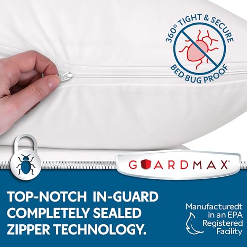 Guardmax Jersey Knitted Pillow Protector with Zipper King Size - 4 Pack - 100% Waterproof, Bed Bug Proof, Dust Mite Proof, & Hypoallergenic Pillow Covers - Premium Zippered Pillow Cases. (20 X 36) - Image 2