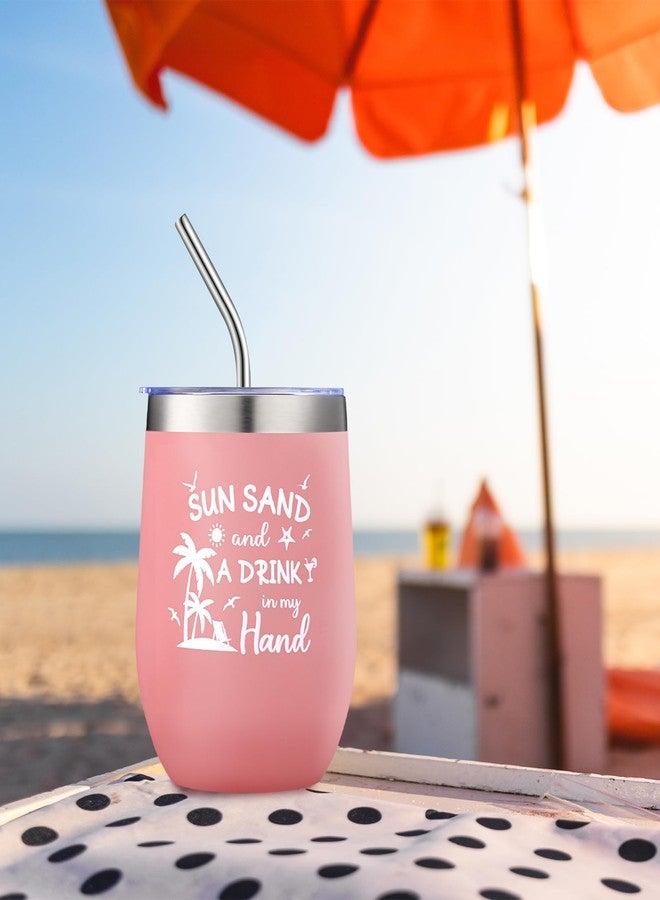 Patelai 4 Pcs Beach Girls Trip Tumbler Cups for Women Summer Beach Trip Gifts Favors Travel Gifts 12oz Vacation Cups for Friend Sister Vacation Organization - Image 4