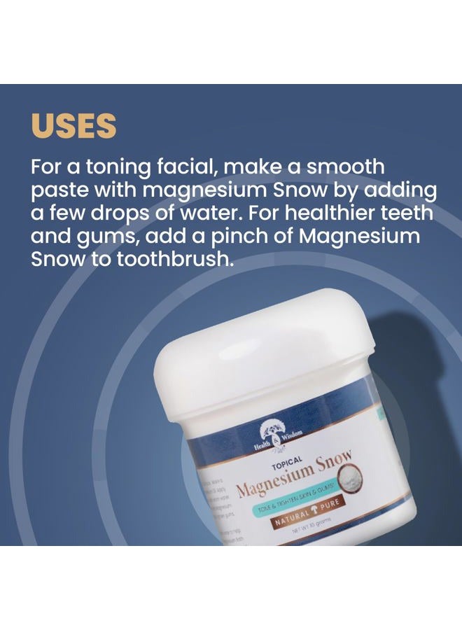 Health and Wisdom Heath and Wisdom Magnesium Snow - Magnesium Bath Soak, Magnesium Soak Bath, Magnesium Carbonate Powder, Magnesium for Bath, Calm Magnesium Powder, Magnesium Foot Soak, Magnesium for Skin - 0.35 Ounces - Image 2