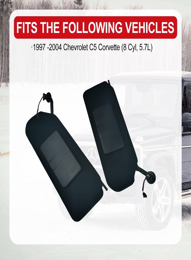 FEXON واقيات شمس FEXON قطعتين، جهة السائق اليسرى وجهة الراكب اليمنى، مزودة بإضاءة LED ساطعة مُحسّنة، بديلة لسيارات كورفيت C5 شيفروليه موديلات 1997-2004، بديلة للأرقام 10442033 و10442034 - Image 5