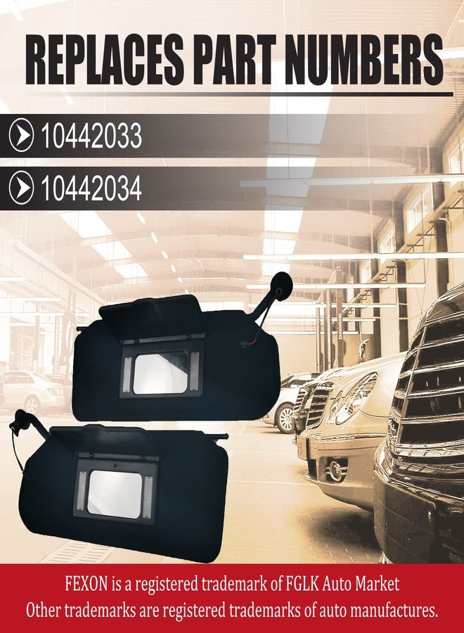 FEXON واقيات شمس FEXON قطعتين، جهة السائق اليسرى وجهة الراكب اليمنى، مزودة بإضاءة LED ساطعة مُحسّنة، بديلة لسيارات كورفيت C5 شيفروليه موديلات 1997-2004، بديلة للأرقام 10442033 و10442034 - Image 3