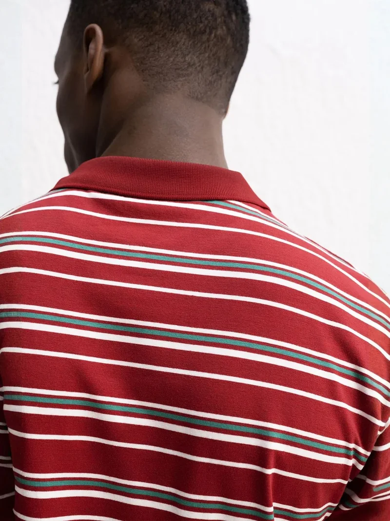 Giesto Burgundy Red GIESTO Polo Collar Striped Short Sleeve T-Shirt with Button for Men | Best Price UAE