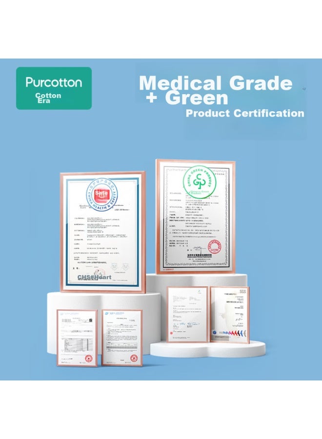 purcotton [موصى به من قبل دينغ يوشي] مناديل وجه قابلة للاستخدام مرة واحدة، قطن نقي، للاستخدام الجاف والرطب، مناديل قطن ناعمة، مناديل تنظيف الوجه، 3 عبوات، 20*20 سم - Image 4