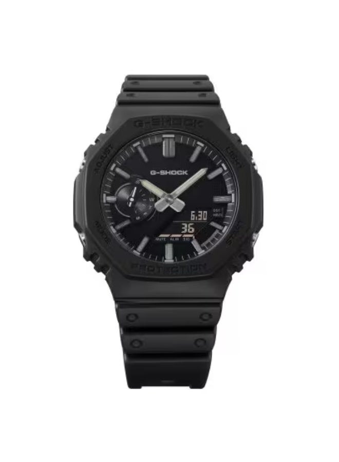 جي شوك ساعة كاسيو جي شوك GA-2100LXB-1ADR رجالية أنالوج-رقمية – LUXE BLACK مينا أسود مطفأ مع مؤشرات فضية بتقنية التبخير، إطار وحزام راتنج حيوي أسود، هيكل كاربون كور غارد، مقاومة للصدمات، مقاومة للماء 200 متر - Image 1