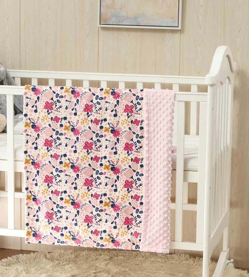 CREVENT Minky Floral Baby Blanket for Girls, Soft Plush Receiving Crib Blanket for Newborns Toddlers Bedding - Flowers 30x40 Inches - Image 4