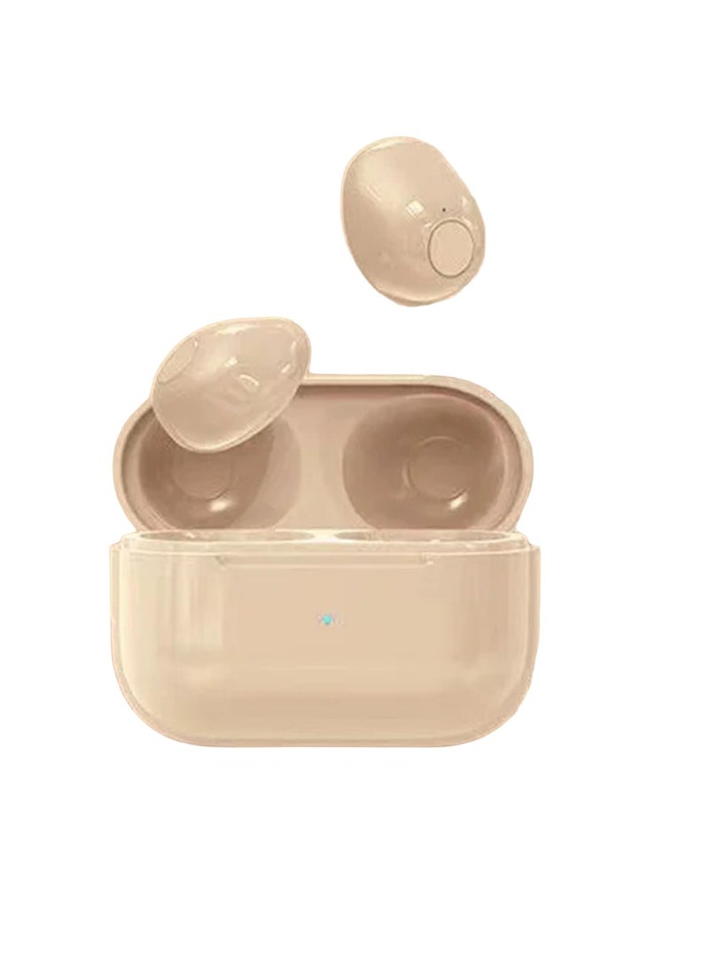 ارواق سماعات أذن غير مرئية، سماعات رأس بلوتوث لاسلكية صغيرة، سماعات أذن خفيفة الوزن لتقليل الضوضاء داخل الأذن مع ميكروفون، سماعة رأس رياضية مريحة للجري والمشي في صالة الألعاب الرياضية، (قطعة واحدة، بيج)