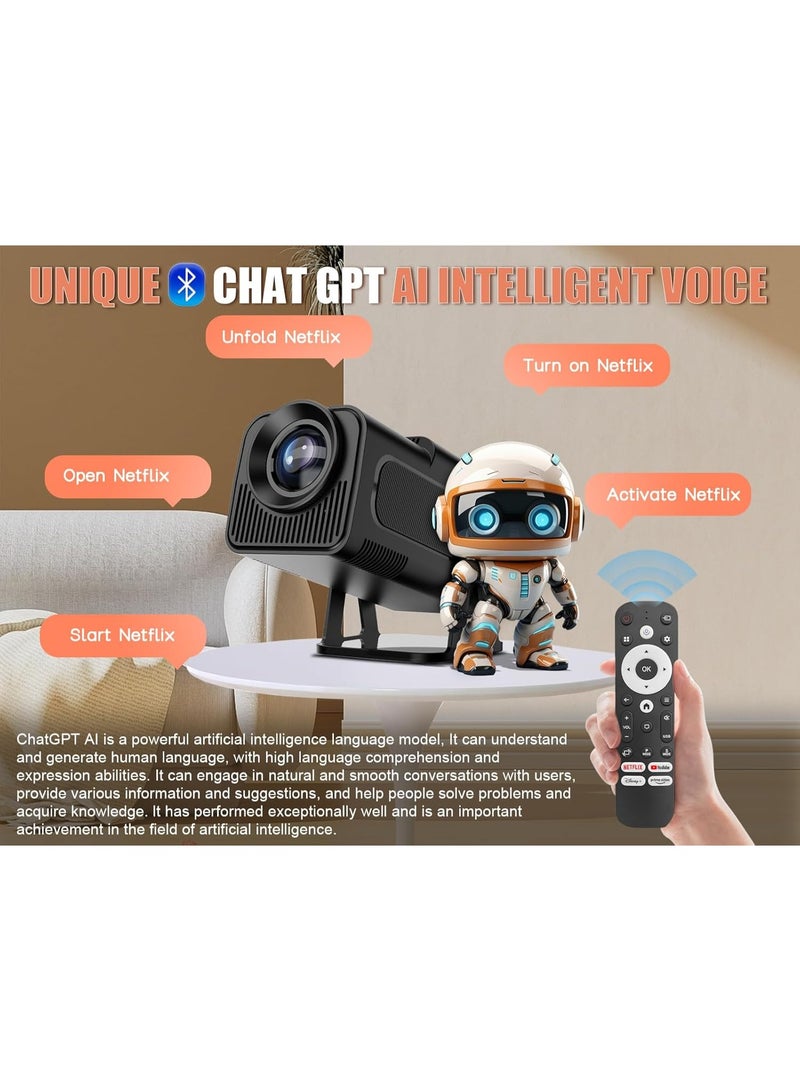 ELTRAZONE HY320 NTV Smart Portable Projector with Native 1080P & 320 ANSI Lumens – Built-In Official TV Apps & ChatGPT Voice Assistant – 5G WiFi, Bluetooth 5.2, Compact Design for Home Theater, Outdoor Movies & Streaming Entertainment  - Image 2