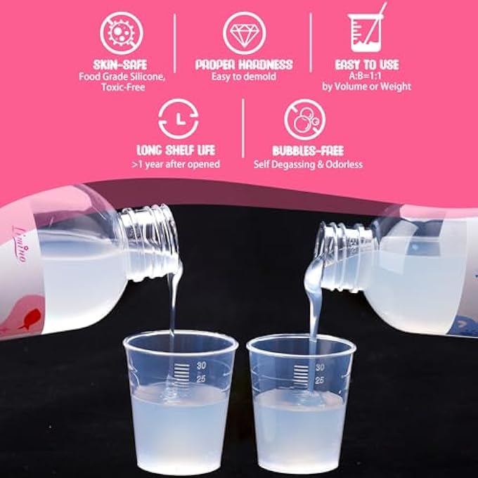 Limino Liquid Silicone Squishy Making Kit - 7oz 1:1 AB Ratio Mixed Super Soft Silicone Rubber for Squishy Maker, Perfect DIY Stress Relief Gift Making Kit for Taba Squishy, Taba Bear, Flocking Cat's Paw - Image 3
