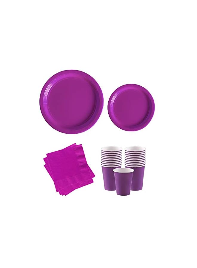 Raxoom TIME  Violet Set of 48 Pieces Party Tableware Baby Shower Disposable Dinnerware Plates Napkins Cups Party and Different Events Birthday Supplies - Image 4