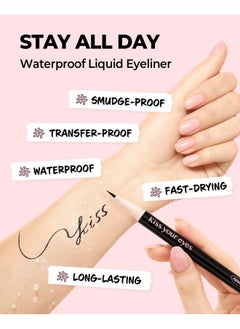 AMTS X True Beauty Edition Waterproof Liquid Natural Black Eyeliner | Kiss Your Eyes K-Beauty | Micro Thin Tip, All-Day Wear, Sweat-Proof, Easy Glide, Fast Drying, Long Lasting 
