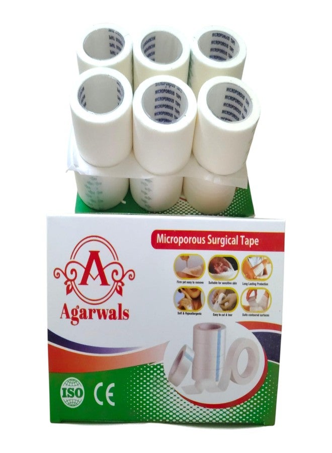 Agarwals Microporous Surgical Paper Tape 1 Inch x 5 Meters (Pack of 12) | Breathable Hypoallergenic Medical Tape for Wound Dressing & Bandage Fixing | Easy Tear, Strong Adhesion - Image 1