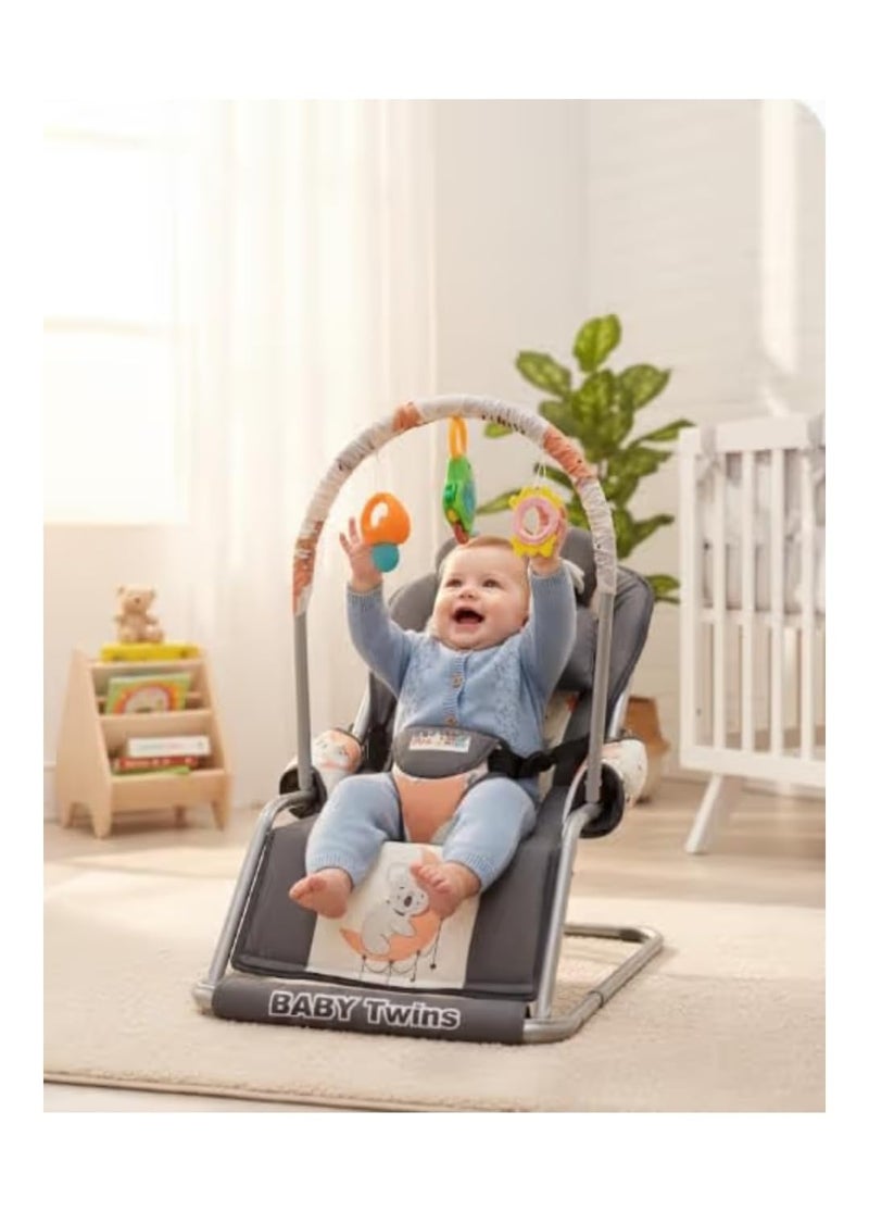 Baby Bouncer with Safety Belt and Toy Set (Navy) - Image 2
