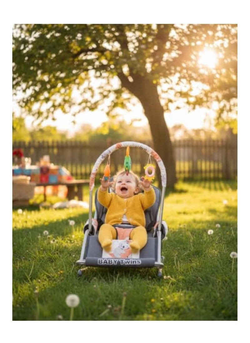 Baby Bouncer with Safety Belt and Toy Set (Navy) - Image 3