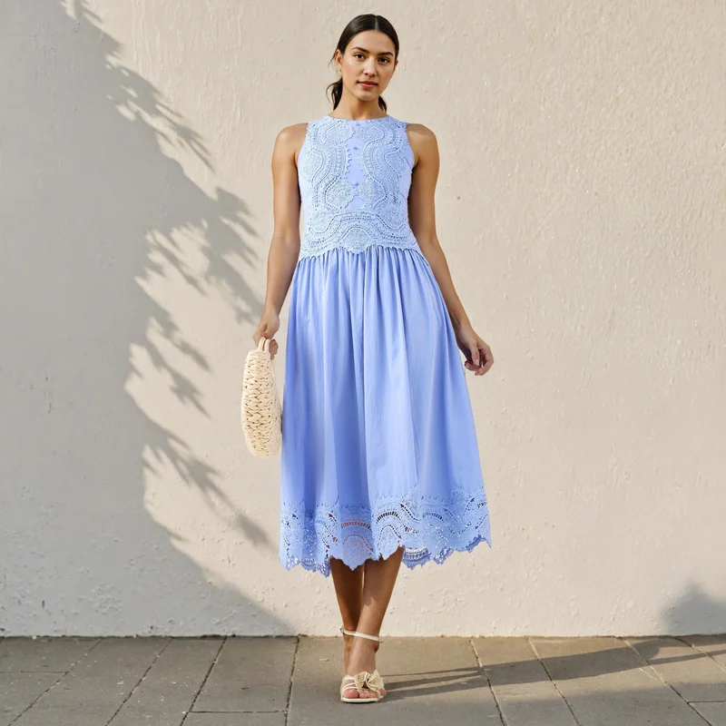 2Xtremz 2Xtremz Lace Detail Sleeveless Midi Dress