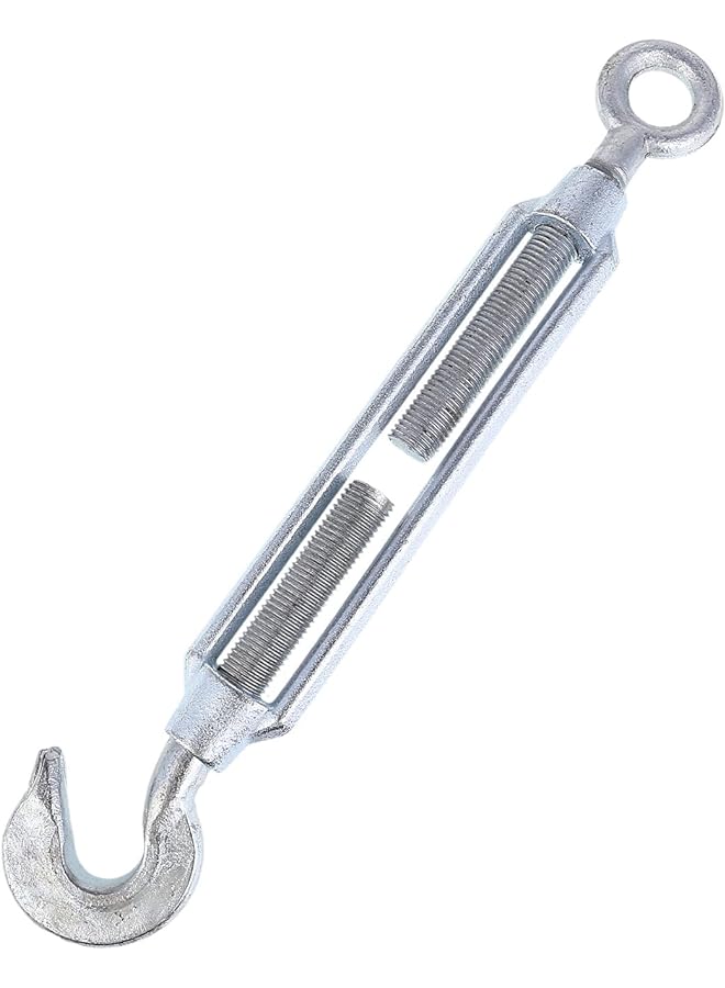 Zaboon Tools Adjustable Hook With Ring Stainless Steel Turnbuckle Hook Wire Rope Tensioner Silver 22Mm K20460 - Image 1