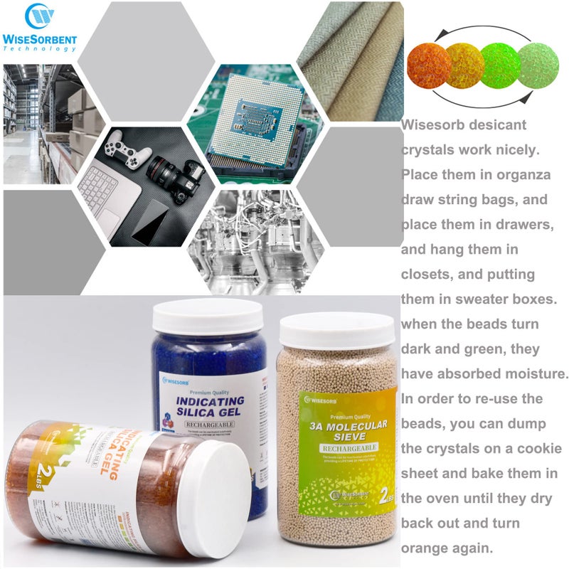 Wisesorb 2lbs Premium Orange Silica Gel Desiccant Beads(Industry Standard 2-4 mm) - Rechargeable & Indicating Silica Gel Beads - Image 4