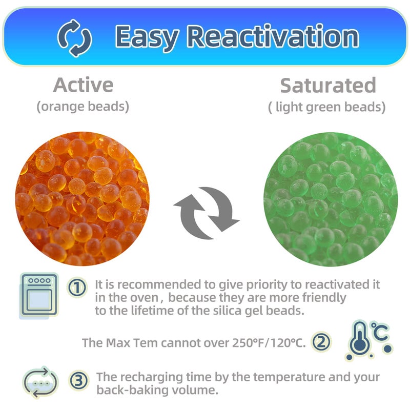Wisesorb 2lbs Premium Orange Silica Gel Desiccant Beads(Industry Standard 2-4 mm) - Rechargeable & Indicating Silica Gel Beads - Image 3