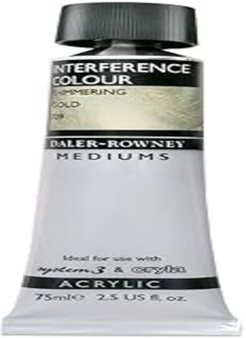 Daler Rowney Interference Acrylic Colour Mediums Tube 75ML Ideal For Use With System 3 Cryle - Shimmering Gold