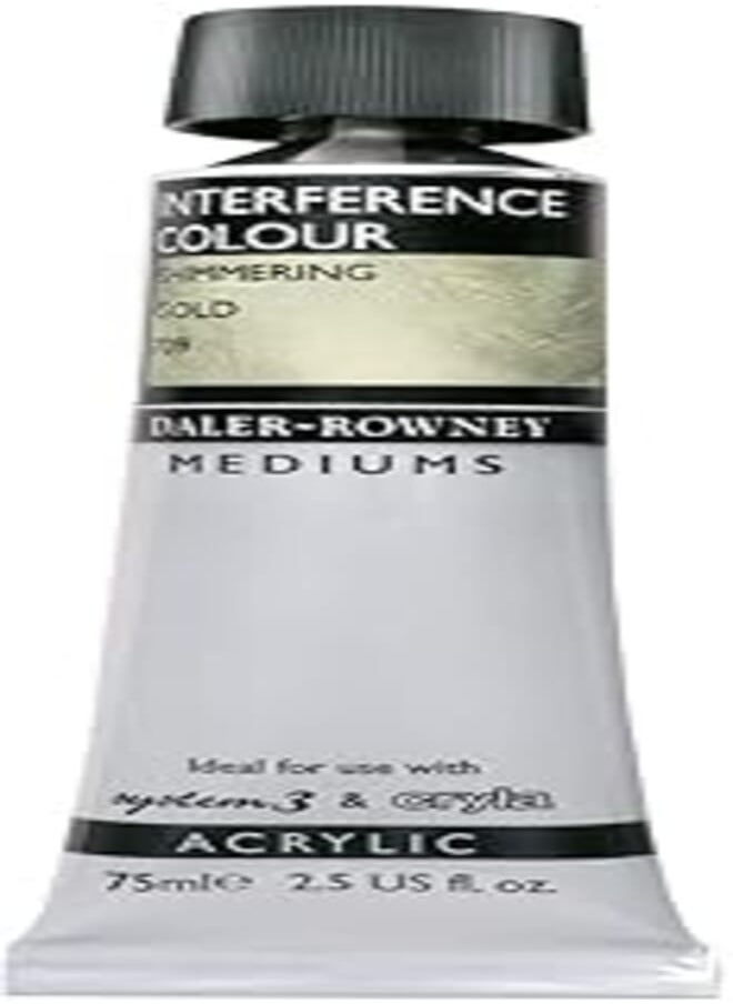 Daler Rowney - Daler Rowney Interference Acrylic Colour Mediums Tube 75ML Ideal For Use With System 3 Cryle - Shimmering Gold - Image 1