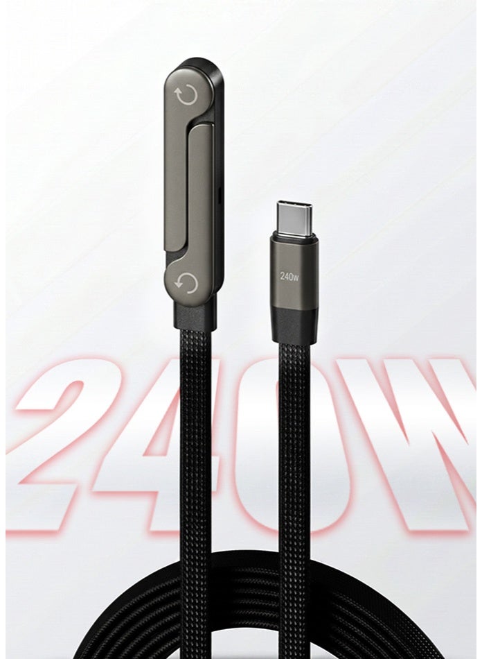 general USB C to USB C Cable 240W Fast Charging, 2-in-1 Cable with Adjustable Metal Stand, Nylon Braided 1.5M, 480Mbps Data Sync for Phone, Tablet, Laptop - Image 1