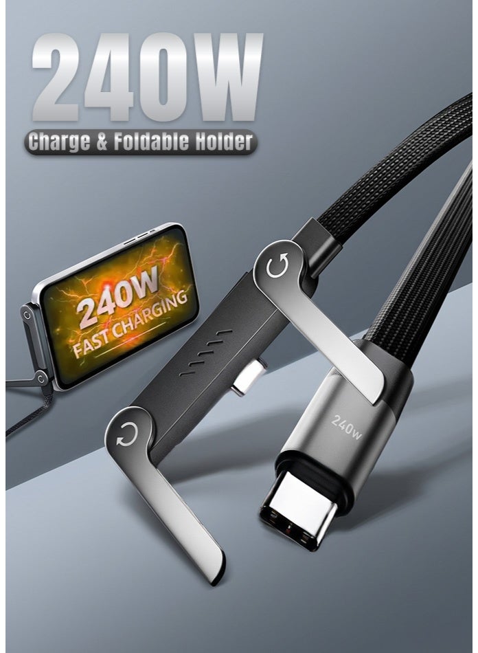 general USB C to USB C Cable 240W Fast Charging, 2-in-1 Cable with Adjustable Metal Stand, Nylon Braided 1.5M, 480Mbps Data Sync for Phone, Tablet, Laptop - Image 2