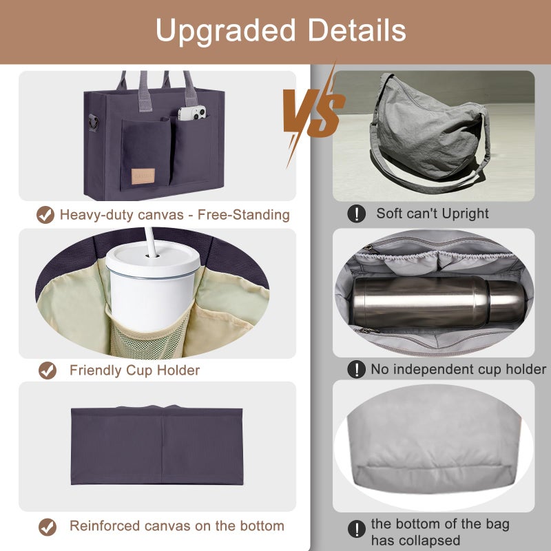 GASSDA Canvas Tote Bag for Women Crossbody Work Purse with Pockets Top Handle Handbag Satchel Bags for Travel Nurse Teacher - Image 4