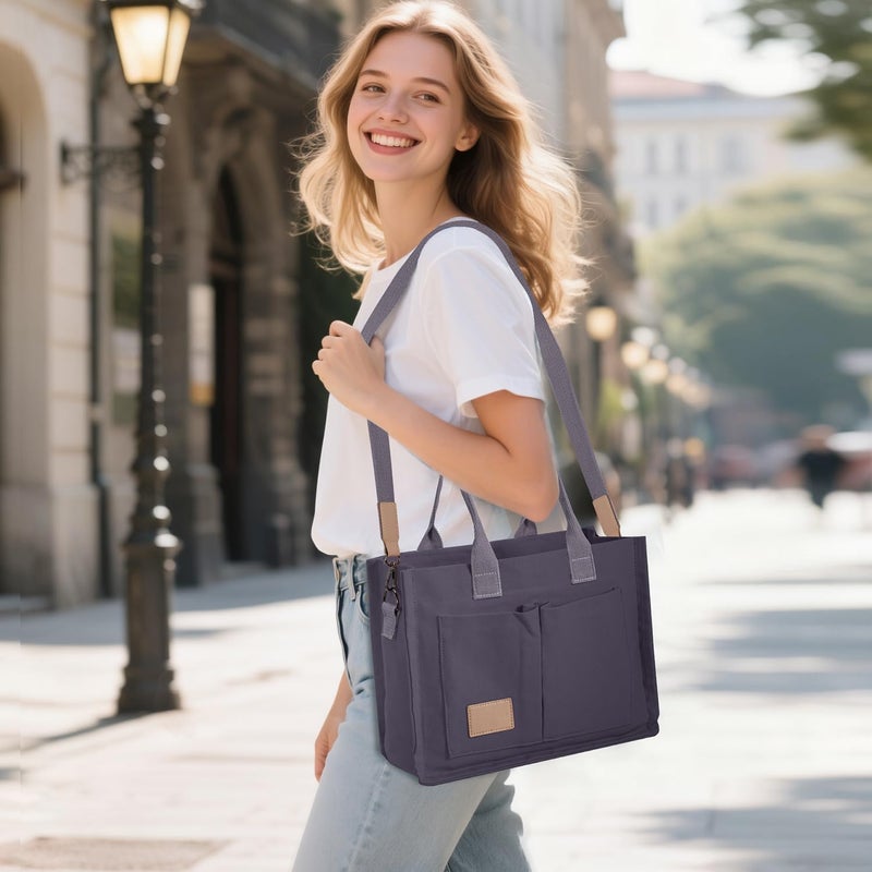 GASSDA Canvas Tote Bag for Women Crossbody Work Purse with Pockets Top Handle Handbag Satchel Bags for Travel Nurse Teacher - Image 2