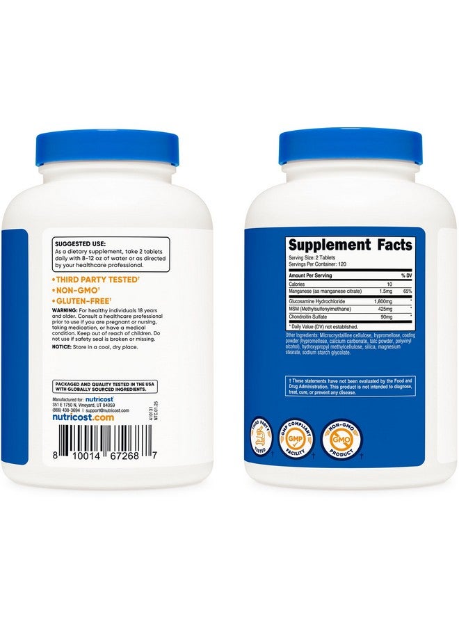 نيوتريكوست جلوكوزامين ١٨٠٠ ملغ مع كوندرويتين وميثيل سلفونيل ميثان، ٢٤٠ قرصًا، ١٢٠ حصة - غير معدل وراثيًا، خالٍ من الغلوتين - Image 4