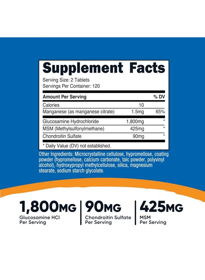 نيوتريكوست جلوكوزامين ١٨٠٠ ملغ مع كوندرويتين وميثيل سلفونيل ميثان، ٢٤٠ قرصًا، ١٢٠ حصة - غير معدل وراثيًا، خالٍ من الغلوتين - Image 2