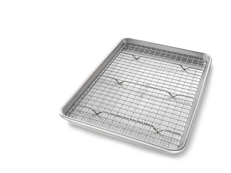 USA Pan USA Pan Jelly Roll Baking Pan and Bakeable Cooling Rack Nonstick Commercial Quality