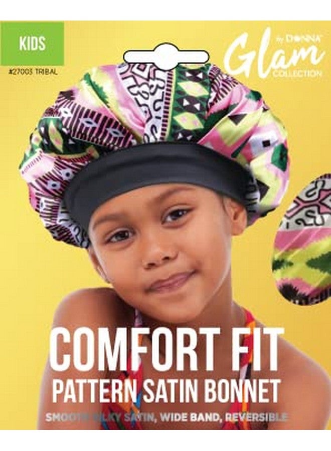 Kids Comfort Fit Patten Satin Bonnet Shower Cap, Silk Bonnet For Kids 1Pc, Tribal Pattern