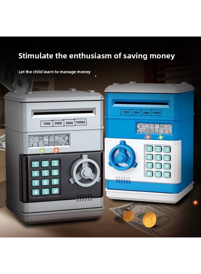 Piggy Bank Children Can Enter And Exit Password Safe Anti-fall Large Large Capacity Atm Electronic Piggy Bank-Color:7607 Spray Paint Password Piggy Bank-silver - Image 3