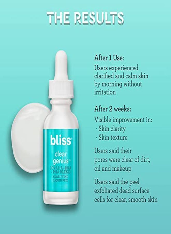 BLISS Clear Genius Clarifying Overnight Liquid Peel | Clear Pores & Exfoliate Skin | Non-Irritating | Clean | Cruelty-Free | Paraben Free | Vegan | 1 Fl Oz - Image 3