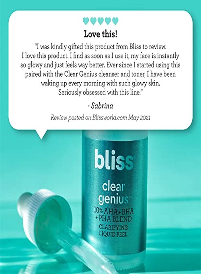 BLISS Clear Genius Clarifying Overnight Liquid Peel | Clear Pores & Exfoliate Skin | Non-Irritating | Clean | Cruelty-Free | Paraben Free | Vegan | 1 Fl Oz - Image 5