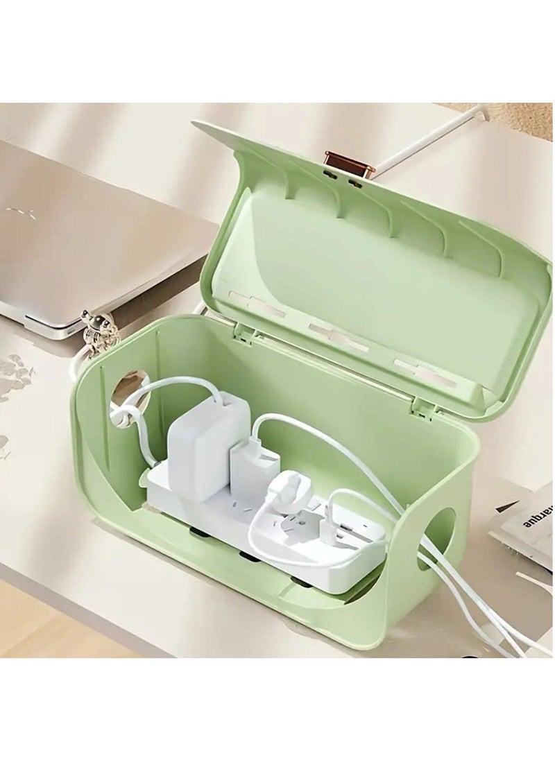 Hihonor Cable Management Box Cable Mess with Design Organize Cables Inside Box, for Home Office Organization, Convenient Detachable Structure (Green)  - Image 3