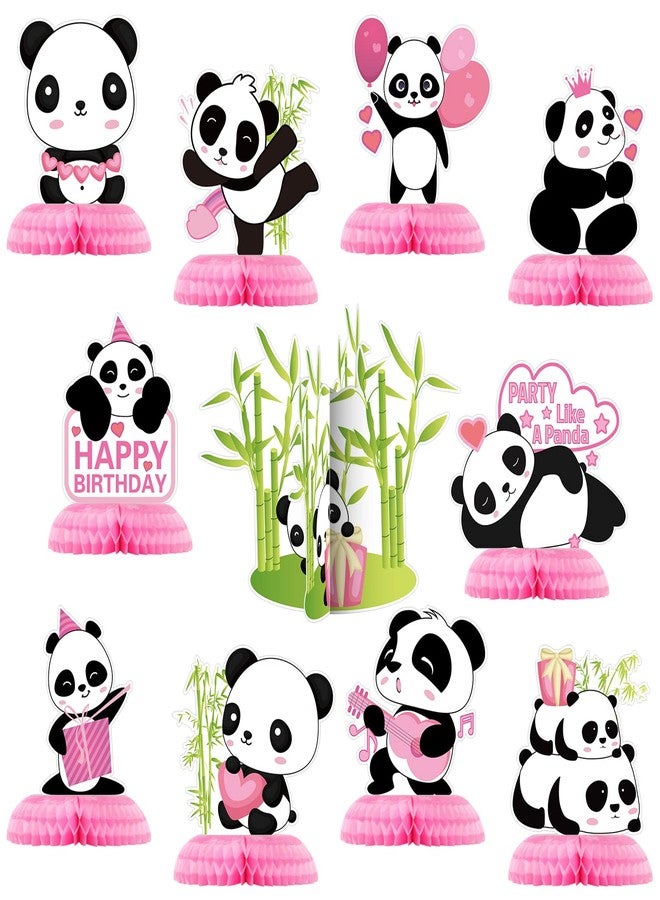Demissle 11 Pieces Panda Party Decorations Panda Honeycomb Centerpieces Panda Party Supplies Cute Paper Table Centerpieces for Kids Birthday Baby Shower Party Table Decoration - Image 1