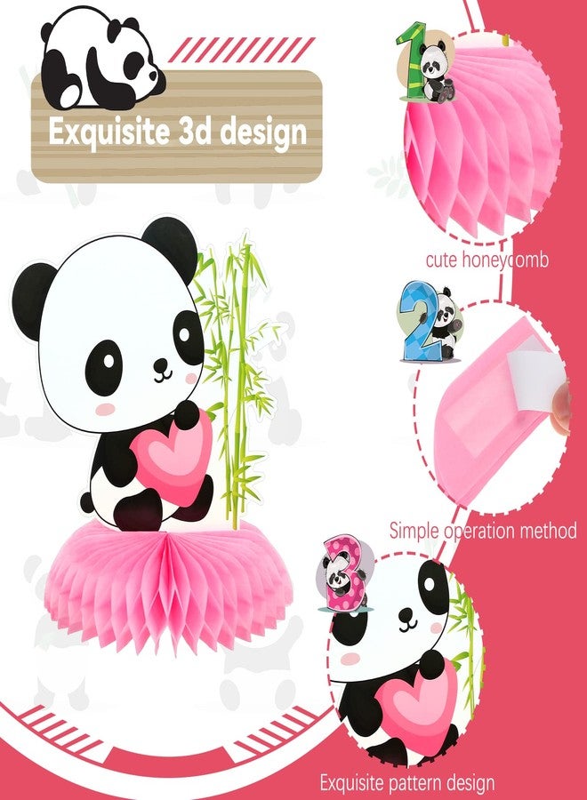 Demissle 11 Pieces Panda Party Decorations Panda Honeycomb Centerpieces Panda Party Supplies Cute Paper Table Centerpieces for Kids Birthday Baby Shower Party Table Decoration - Image 3