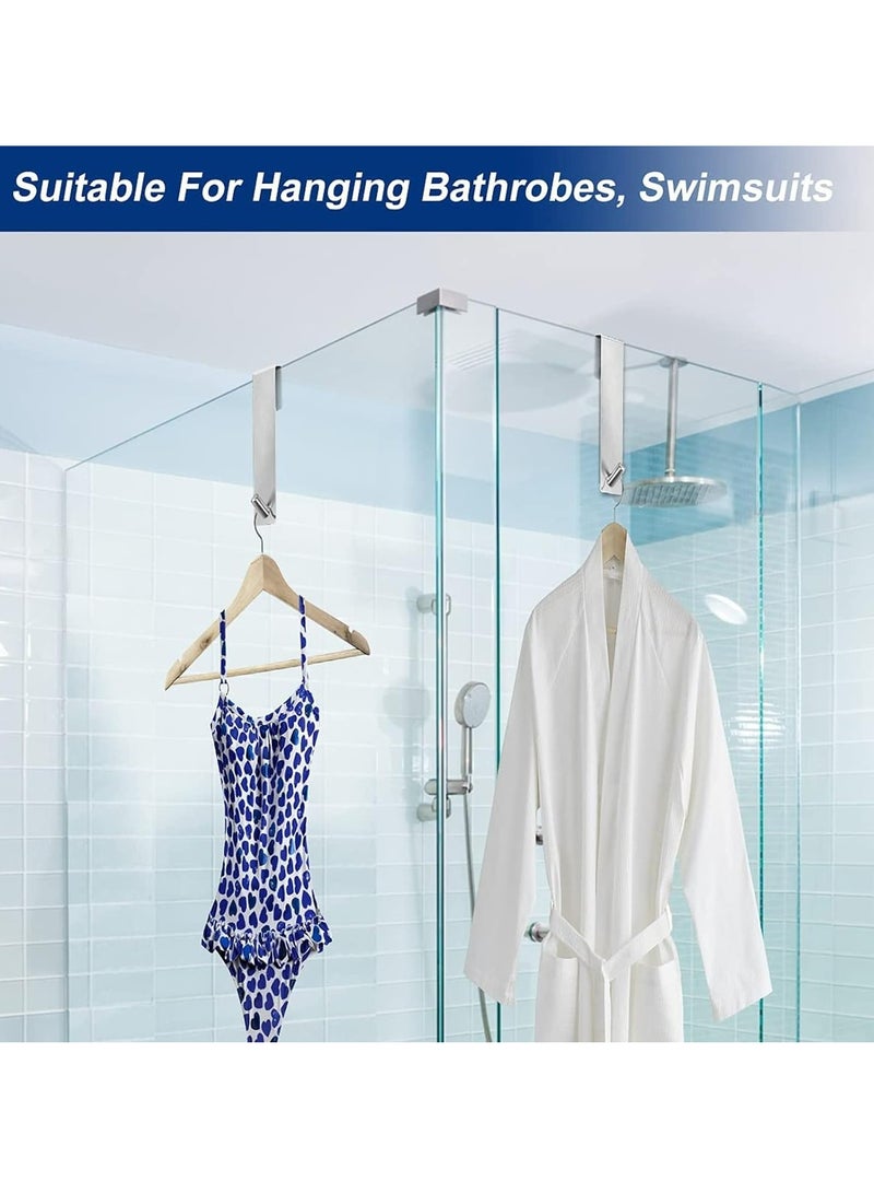 أوزيغالور خطافات أبواب زجاجية للاستحمام - خطاف باب زجاجي للاستحمام - خطافات أبواب زجاجية - خطافات تعليق مناشف ممتدة من الفولاذ المقاوم للصدأ بدون حفر (17.8 سم)، فضي - Image 3