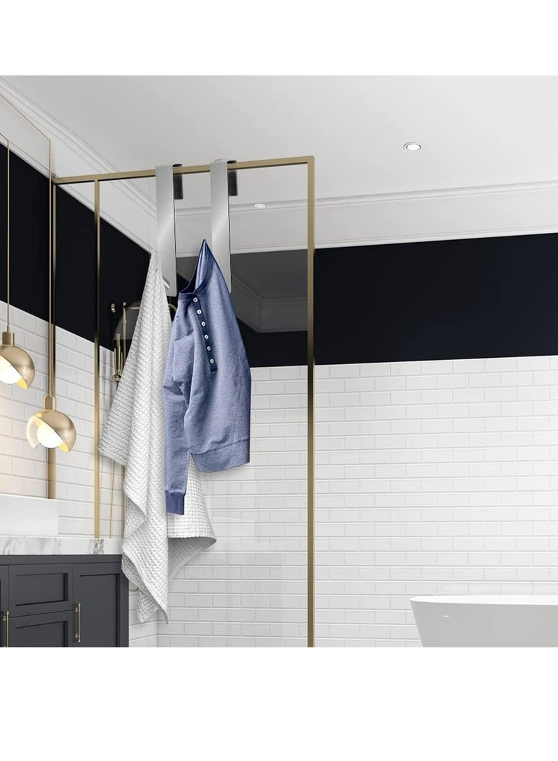 أوزيغالور خطافات أبواب زجاجية للاستحمام - خطاف باب زجاجي للاستحمام - خطافات أبواب زجاجية - خطافات تعليق مناشف ممتدة من الفولاذ المقاوم للصدأ بدون حفر (17.8 سم)، فضي - Image 4